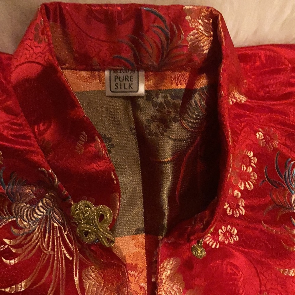 Women pure silk oriental poncho